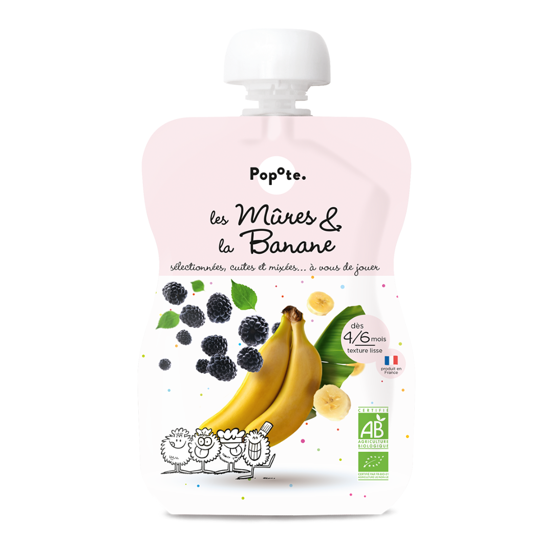 Popote - Gourde Mûres & Banane BIO 120 g