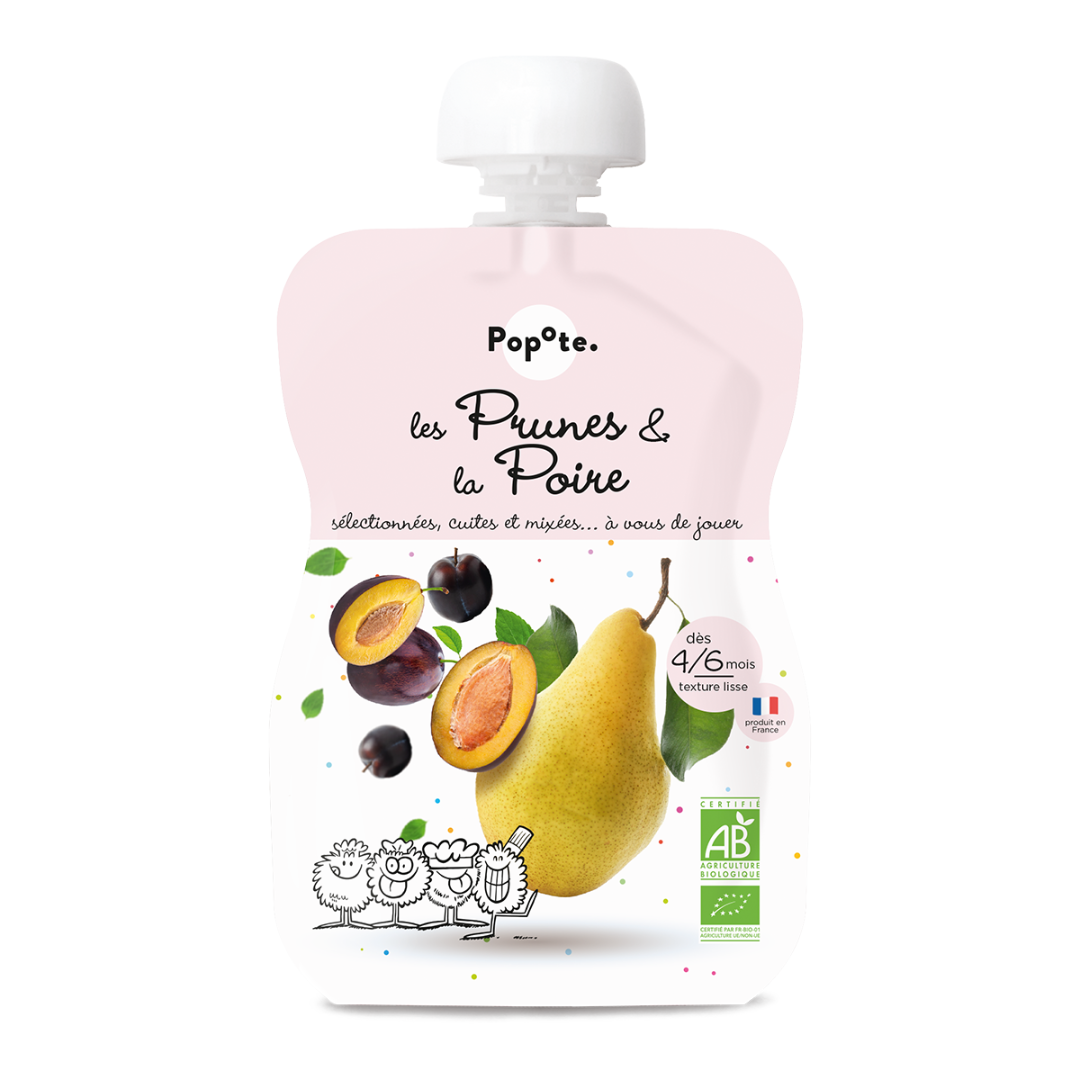 Popote - Gourde Prunes &amp; Poire BIO 120 g